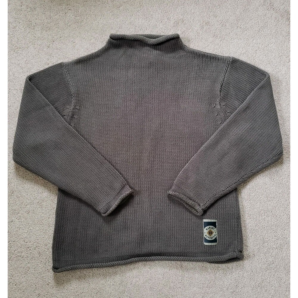 Vintage Harley Davidson Women's Knit Sweater High Neck Logo Brown Size Med